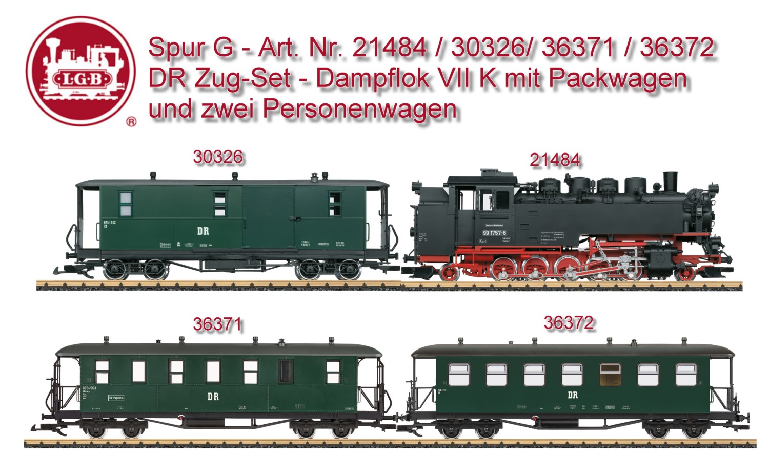 Bitte vorbestellen! Unsser Set des DR Zuges für die Zittauer Schmalspurbahn - Dampflok 21484 und 3 Wagen